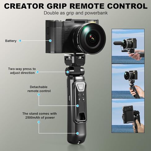 كاميرا رقمية بدقة 4K مع مجموعة ملحقات منشئة، وكاميرا فيديو/مدونات فيديو بدقة 48 ميجابكسل لمدوني الفيديو، وكاميرات شاشة قلابة للتركيز التلقائي للتصوير الفوتوغرافي، وقبضة حامل ثلاثي القوائم، وعدسة واسعة الزاوية وماكرو، وميكروفون، وبطاريات (V01) in Kuwait