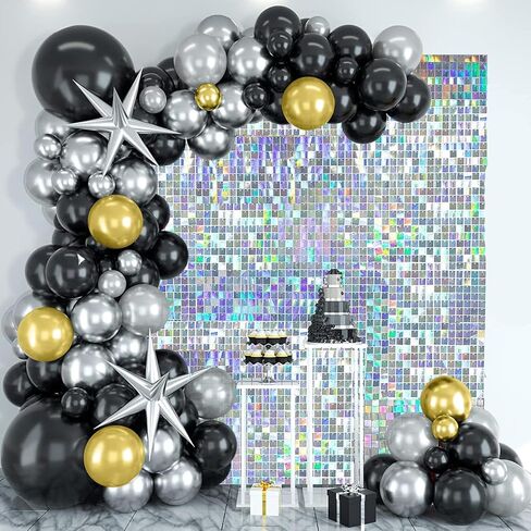24 Pcs Gold Shimmer Backdrop for Party Decoration,4x6FT Dynamic Sequin Wall Backdrop for Birthday Anniversary Photo Background in Kuwait