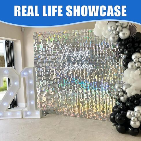 24 Pcs Gold Shimmer Backdrop for Party Decoration,4x6FT Dynamic Sequin Wall Backdrop for Birthday Anniversary Photo Background in Kuwait