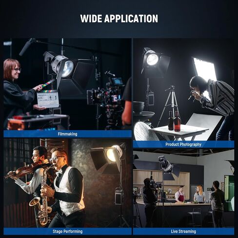NEEWER CSF10 عدسة فريسنل مقاس 10 بوصات، عدسة تجميع الضوء من Bowens مع زاوية شعاع متغيرة 10-35 درجة وBarndoors لـ CB300B، CB300C، CB200، CB200B، CB200C، AS600B LED إضاءة فيديو تصل إلى 600 وات in Saudi Arabia