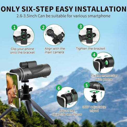 2024 New 80x90 HD High Powered Monocular Telescope with Smartphone Adapter and Tripod,Monoculars for Adults,BAK-4 Prism and Clear View,Monocular for Birdwatching in Saudi Arabia