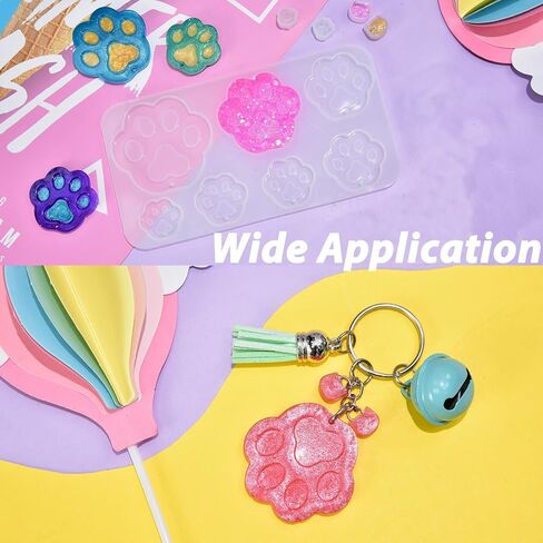 Magibeads 5Pcs Paw Print Silicone Molds Cute Cat Head Dog Resin Mold Pet Paw Footprint Resin Casting Molds for Crafts DIY Dog Collar Earring Keychain UV Epoxy Resin Jewelry Making Supplies in Kuwait