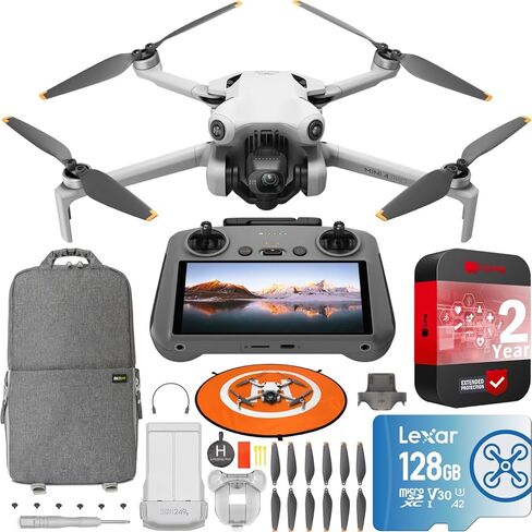 طائرة بدون طيار DJI Mini 4 Pro قابلة للطي مع جهاز تحكم RC 2 (مع شاشة) Fly More Combo، كاميرا فيديو 4K HDR للبالغين، أقل من 249 جرام، مستشعر متعدد الاتجاهات، حزمة 3 بطاريات مع ملحقات معدات ديكو in Kuwait