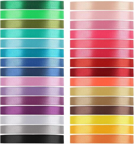Value Satin Ribbon Pack 30 Color 750 Yard Total, Tomorotec 3/8 inch 25 Yard Each Silk Satin Rolls for Gift Package Wrapping Bows Crafts Gifts Party Wedding in Saudi Arabia