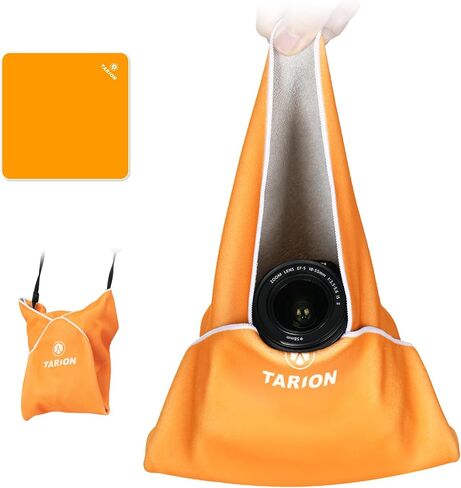 TARION Camera Lens Wrap Protective - Anti-Scratch Camera Wrapping Magic Self-Adhesive Cloth for Photographers Soft Foldable Wrapper for DLSR SLR Lens Camera Accessories 14.6x14.6(37x37cm) Orange in Saudi Arabia