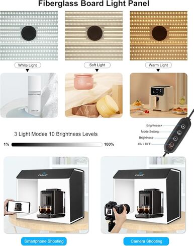 PULUZ Light Box Photography, 24x16 inch Large Photo Light Box with 672 LED Beads, CRI >95, Professional Portable Photo Booth Shooting Tent Kit with 4 Color PVC Backdrops for Product Photography in Saudi Arabia