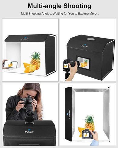 PULUZ Light Box Photography, 24x16 inch Large Photo Light Box with 672 LED Beads, CRI >95, Professional Portable Photo Booth Shooting Tent Kit with 4 Color PVC Backdrops for Product Photography in Saudi Arabia
