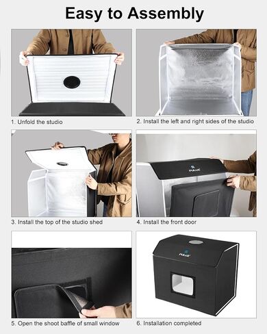 PULUZ Light Box Photography, 24x16 inch Large Photo Light Box with 672 LED Beads, CRI >95, Professional Portable Photo Booth Shooting Tent Kit with 4 Color PVC Backdrops for Product Photography in Saudi Arabia
