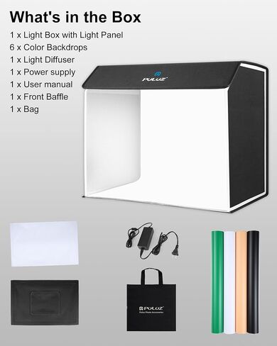 PULUZ Light Box Photography, 24x16 inch Large Photo Light Box with 672 LED Beads, CRI >95, Professional Portable Photo Booth Shooting Tent Kit with 4 Color PVC Backdrops for Product Photography in Saudi Arabia