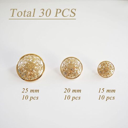 30 قطعة من الأزرار المعدنية، 3 مقاسات 15 ملم / 0.59 بوصة، 20 ملم / 0.79 بوصة، 25 ملم / 1 بوصة أزرار خياطة معدنية ممتازة مع شكل دائري لديكورات الحرف اليدوية، بدلة قميص، لون أسود in Kuwait