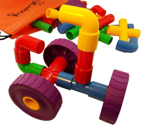 مجموعة ألعاب البناء Skoolzy Straw Constructor STEM المكونة من 200 قطعة - ألعاب تعليمية بلاستيكية متشابكة متينة للأطفال الصغار لتطوير المهارات الحركية الدقيقة لبنات بناء التعلم الهندسي - 5 عبوات in Saudi Arabia
