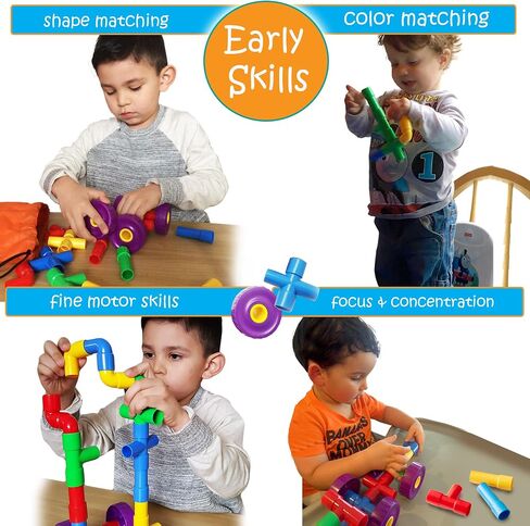 مجموعة ألعاب البناء Skoolzy Straw Constructor STEM المكونة من 200 قطعة - ألعاب تعليمية بلاستيكية متشابكة متينة للأطفال الصغار لتطوير المهارات الحركية الدقيقة لبنات بناء التعلم الهندسي - 5 عبوات in Saudi Arabia