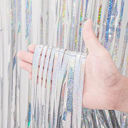 2 Pack Black Tinsel Foil Fringe Curtains, Black Party Decorations, Metallic Tinsel Party Streamers Backdrop for Birthday Halloween New Years Graduation Party Decorations in Saudi Arabia