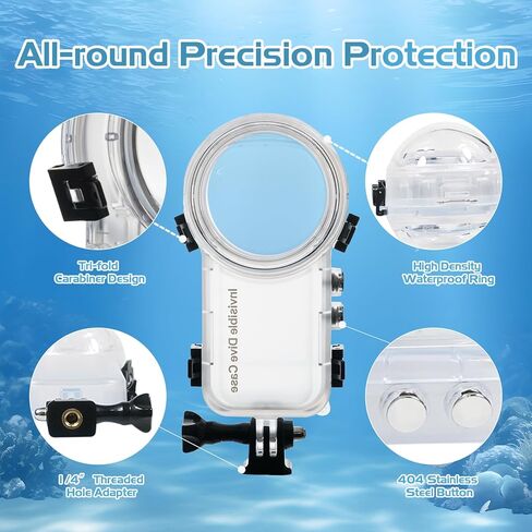 حافظة غوص غير مرئية Insta 360 X4 لـ Insta360 X4 حافظة مضادة للماء للتصوير الفوتوغرافي تحت الماء وغطاء واقٍ بعمق مع دعامة، مقاومة للماء حتى 50 مترًا (164 قدمًا) in Kuwait