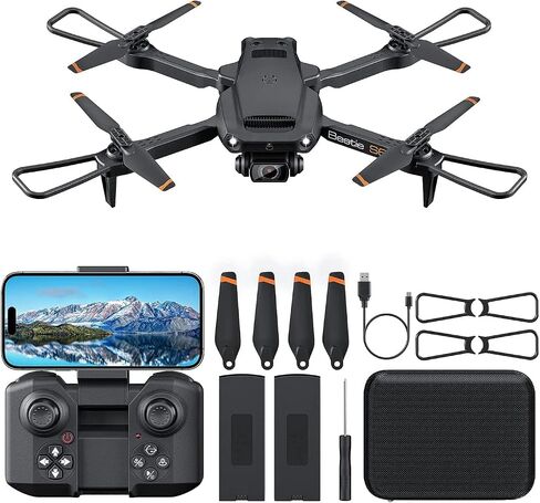 Drones with Camera for Adults 4K- S60 Foldable FPV RC Quadcopter with App Control - Obstacle Avoidance, Waypoint Fly, Altitude Hold, Roll Mode, Headless Mode, 2 Batteries in Saudi Arabia
