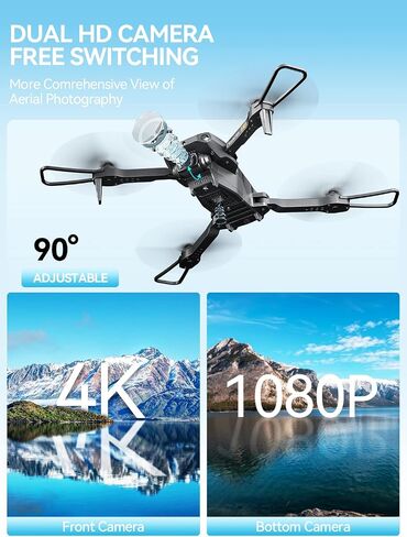 Drones with Camera for Adults 4K- S60 Foldable FPV RC Quadcopter with App Control - Obstacle Avoidance, Waypoint Fly, Altitude Hold, Roll Mode, Headless Mode, 2 Batteries in Saudi Arabia