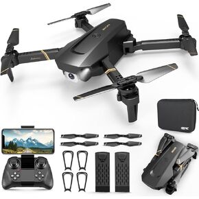 4DRC V4 Foldable Mini Drone with Camera - 1080P HD Drone with Stable Hover, Gravity Control, Auto-Follow, Trajectory Flight,One Key Take Off, 2 Batteries, Drones for Adults Kids