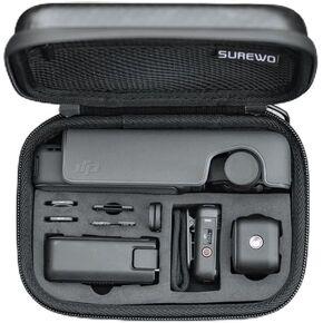 SUREWO Osmo Pocket 3 Mini Case, Portable PU Storage Protective Bag for DJI Osmo Pocket 3 Standard kit and DJI Osmo Pocket 3 Power Expansion Combo Accessories