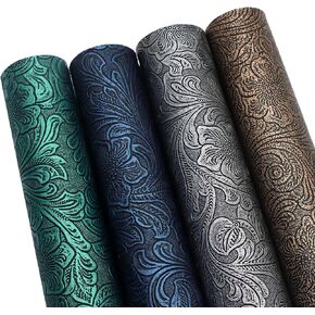 David accessories Cow Leopard Sunflower Printed Faux Leather Sheets Synthetic Leather Fabric 5Pcs 7.7" x 13.2.9" (20cm x 33cm) Felt Back for DIY Earrings Bows Making (C)