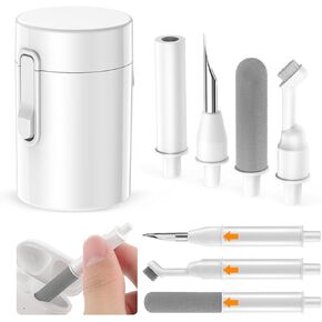 Cleaning Kit for AirPods, Earbuds Cleaner Kit with Soft Brush, Cleaner Pen, Flocking Sponge, Extension Pole, Small and Lightweight, Cleaner Kit for iPhone Charging Port Phone Speaker Airpod Case