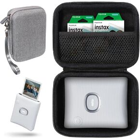gegear Portable Photo Printer Case for Fujifilm Instax Square Link Smartphone Printer, mesh Pocket for Printing Paper and Charge Cable (Black)