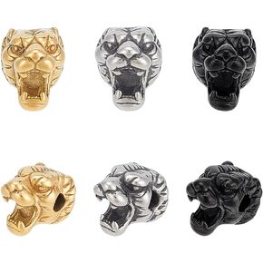 UNICRAFTALE 10PCS Elephant Head Shape 304 Stainless Steel Beads Antique Silver European Charm Beads Metal Loose Beads for Bracelet Jewelry Making DIY Craft 16x12.5x7.5mm Hole 1.8mm