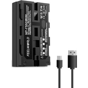 FEELWORLD NP-F550 Replacement Battery 2200mAh of NP-F970 F960 F950 F770 F750 F570 F550 for Monitor Video Light Video Transmission USB-C Charging(1 Pack)