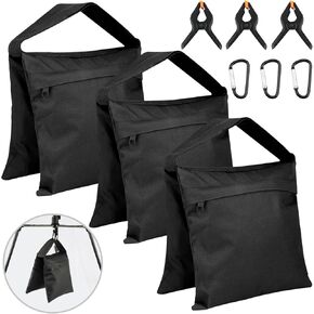 3 Pack Photography Sandbag Heavy Duty Sand Bags with Zipper Weight Bag Saddlebag Design for Photography Stand with Spring Clamps & Buckle Sand Bag Weights for Backdrop Stand Photo Tripod