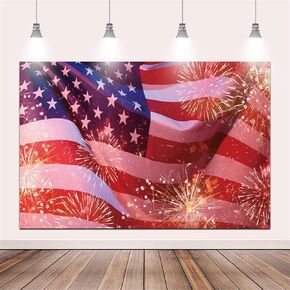 5x3ft Independence Day Backdrop Fireworks US Flag Veterans Day Photography Background 4th of July Patriotic Party Decorations Banner Photo Studio Props