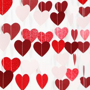 Valentines-Day Party Decorations Pink-Red Heart-Garland - 52ft Burgundy Proposal Special Night Galentines Hanging Streamers Banner,Girl Romantic Wedding Anniversary Baby Bridal Shower Engagement Decor