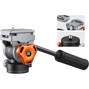 K&F Concept Fluid Head, Silky-Smooth, Stable Tripod Fluid Head for pan and tilt,Arca Swiss-Compatible Fluid Head Mount, max Load 6.61lb/5kg FH-03