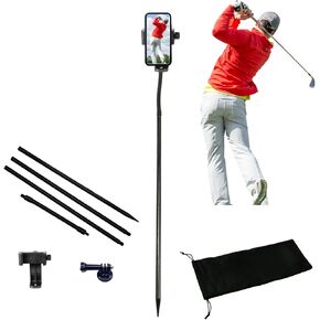 Golf Monopod Selfie Stick, Golf Swing Analyzer Holder, Portable Phone Spike Stake for Recording Golf Swing, Golf Phone Stand for Golf Training Aid, Golf Swing Phone Camera Pole Mount