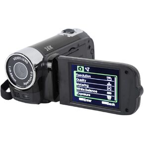 1080P 16MP Camera with 2.7' TFT, 16x Digital Video Camera, Rotatable, Rechargeable Digital Camera for Kids Teens Beginners (Black)