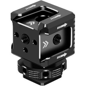 Triple Hot Shoe Mount Adapter Cold Shoe Extension Mount Monitor Holder Bracket 1/4 Arri Hole for Camera Cage Rig