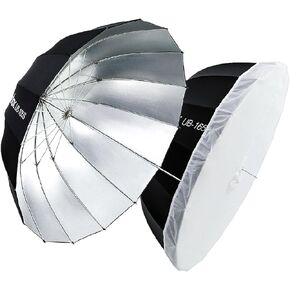 Godox Umbrella UB-85S Parabolic 34-inch/85cm Lightweight and Portable Professional Lighting Accessory with Included Transparent Soft Diffuser Ideal for Portrait and Fashion Black and Silver