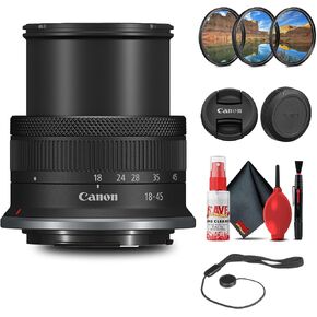 Canon RF-S 18-45mm f/4.5-6.3 IS STM Lens with Filter kit + Cleaning Kit + Cap Keeper (Renewed)