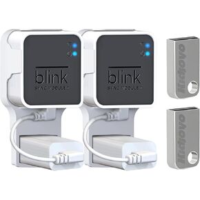 محرك أقراص فلاش USB سعة 256 جيجابايت ومنفذ تثبيت على الحائط لوحدة مزامنة الوميض 2 مع كابل قصير - يوفر المساحة - لا توجد أسلاك فوضوية - حامل حامل سهل الحركة لكاميرا الأمان الداخلية الخارجية (عبوة من قطعتين)