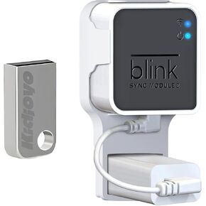 محرك أقراص فلاش USB سعة 256 جيجابايت ومنفذ تثبيت على الحائط لوحدة مزامنة الوميض 2 مع كابل قصير - يوفر المساحة - لا توجد أسلاك فوضوية - حامل حامل سهل الحركة لكاميرا الأمان الداخلية الخارجية (عبوة من قطعتين)