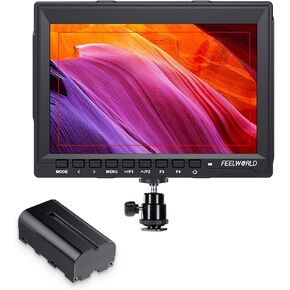 FEELWORLD FW759 7 Inch DSLR Camera Field Monitor with F550 2200mAh Battery HD Video Assist Slim IPS 1280x800 4K HDMI 1080p