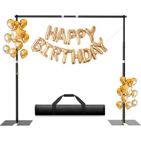 Heavy Duty Backdrop Stand, 8.5ft x 10ft Pipe and Drape Backdrop Stand Kit with Metal Flat Base, Adjustable Background Support System for Wedding Party Birthday Photoshoot Decoration