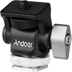 Andoer Mini Monitor Mount Tripod Head Cold Shoe Adapter Aluminum Alloy 1/4 Inch Screw for Mounting Camera Monitor Flash Microphone LED Fill Light