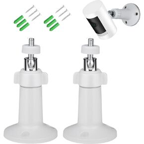 2 Pack Adjustable Wall Mount for Ring Stick Up Cam Wired/Battery and Ring Indoor Cam HD Security Camera, 360 Degree Adjustable Mounting Bracket for Camera with 1/4 Screw connector White (2 pack)