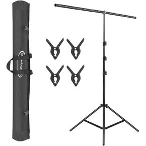 T-Shape Backdrop Stand 59in/150cm Wide 8.5ft Tall, Background Support Stand System with Carry Bag and 4 Clamps for Background, Photo and Video Studio