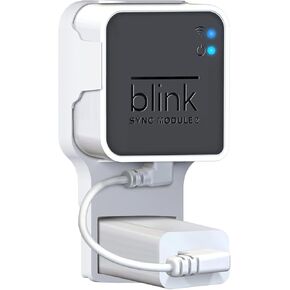 حامل على الحائط لوحدة مزامنة Blink 2 مع كابل قصير - يوفر المساحة - لا توجد أسلاك فوضوية - حامل حامل سهل الحركة لكاميرا الأمان الداخلية الخارجية Blink (عبوتان)