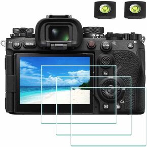 [3 Pcs] Screen Protector Appliable for Sony Alpha A9 III A9III A9M3 Camera & Hot Shoe Cover 0.3mm 9H Hardness Glass Screen Saver Anti-Scrach Anti-Bubble