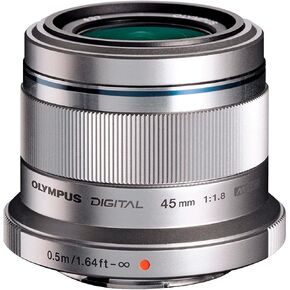 عدسة OM SYSTEM OLYMPUS M. Zuiko Digital ED مقاس 45 مم f1.8 (فضية) لكاميرات Micro 4/3 - الإصدار العالمي (بدون ضمان)