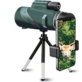Monocular Telescope for Smartphone, 40x60 Compact Monoculars Telescope, with Holder Multi-Function Tripod, for Bird Watching, Camping, Hunting,Hiking,Concert， Travelling (Green)