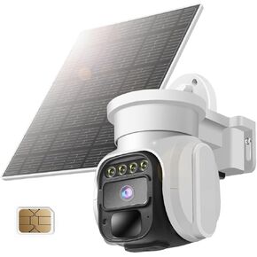 4G LTE Cellular Security Camera, No WiFi Solar Powered Camera Outdoor,Pan Tilt,2K HD Night Vision,2-Way Talk,Motion&Siren Alert,Playback on Phone-US Version