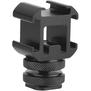 Aluminium Triple Hot Shoe Camera Mount Adapter Video Accessory Triple Shoe Bracket for Lights, LED Monitors, Microphones, Audio