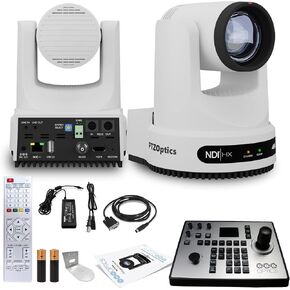 PTZOptics Move 4K SDI/HDMI/USB/IP PTZ Camera with 20x Optical Zoom (White) (PT20X-4K-WH-G3) PT-JOY-G4 Joystick Controller + Universal Wall Mount (White)